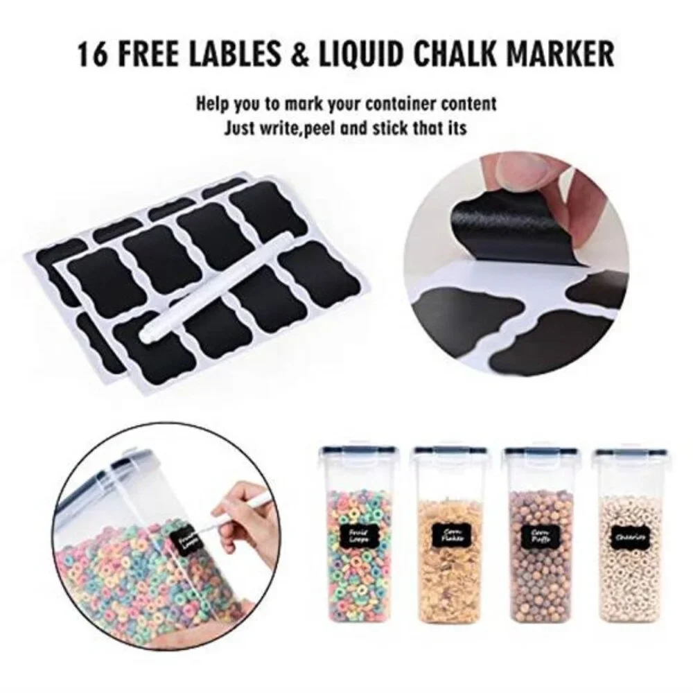 4 Pack Airtight Cereal Storage Containers 4L Clear Pantry Food Storage Set